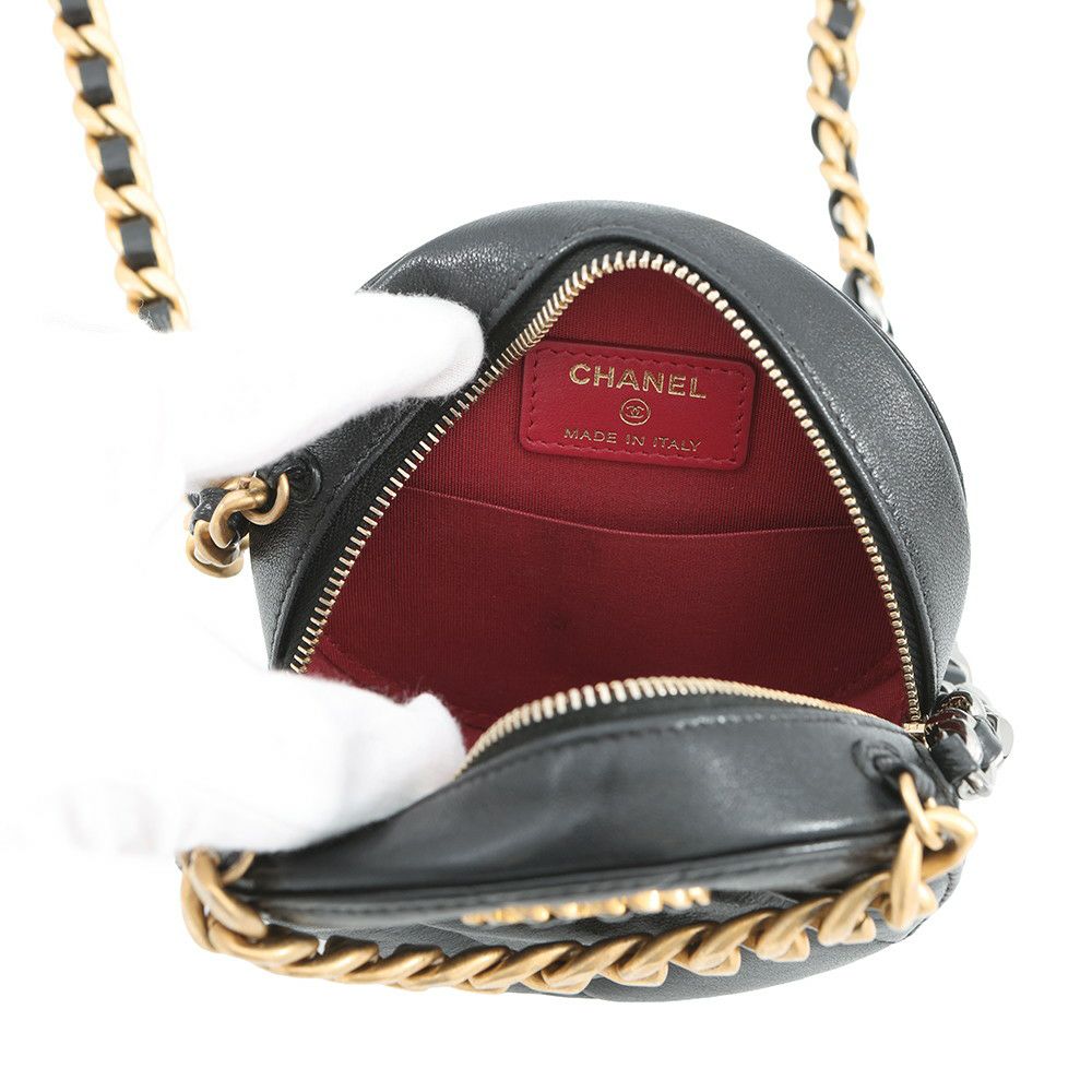 シャネル チェーンショルダーバッグ シャネル19 ココマーク ラムスキン AP0945 CHANEL 黒
