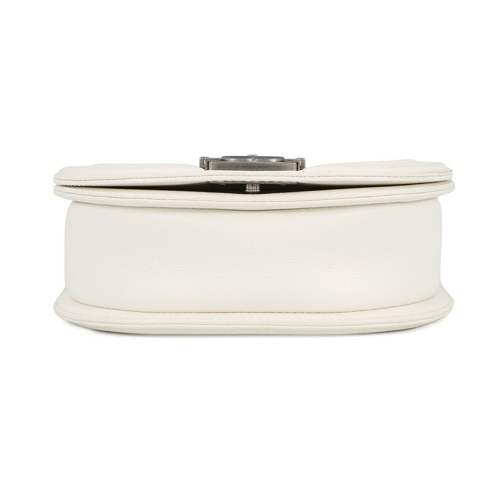 シャネル チェーンショルダーバッグ マトラッセ ココマーク ボーイシャネル スモール キャビアスキン AS3350 CHANEL 2way 白