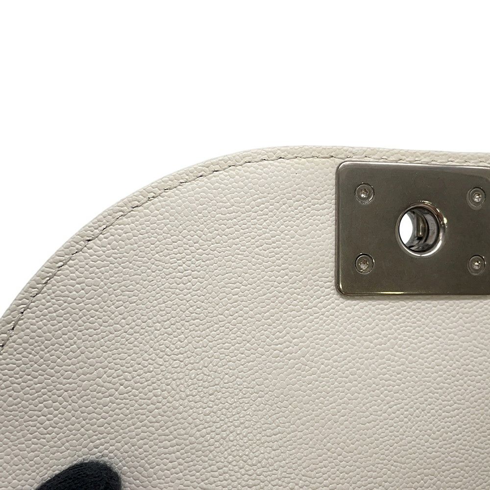 シャネル チェーンショルダーバッグ マトラッセ ココマーク ボーイシャネル スモール キャビアスキン AS3350 CHANEL 2way 白