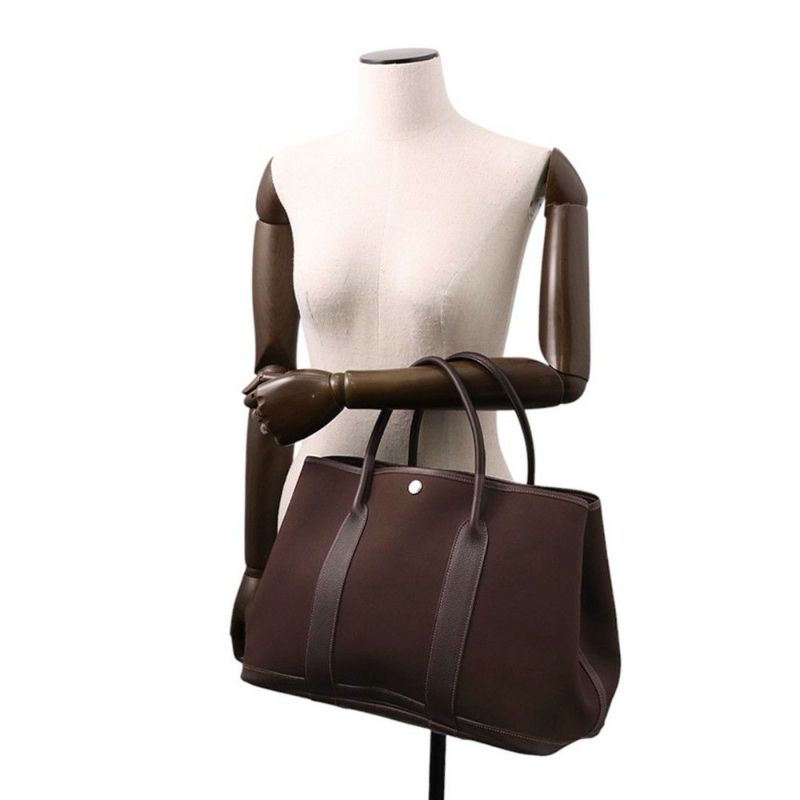 エルメス トートバッグ ガーデンパーティPM マロン/シルバー金具 トワルオフィシエ/ブッフルスキッパー □H刻印