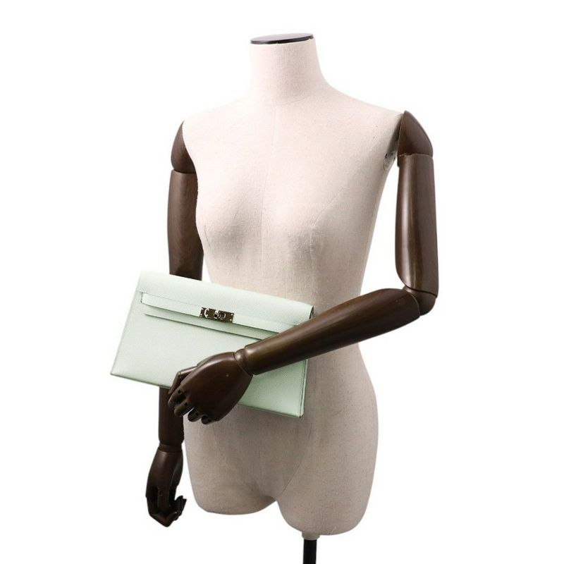 エルメス クラッチバッグ ケリーエラン ヴェールペパーミント/シルバー金具 エプソン K刻印 2wayショルダー