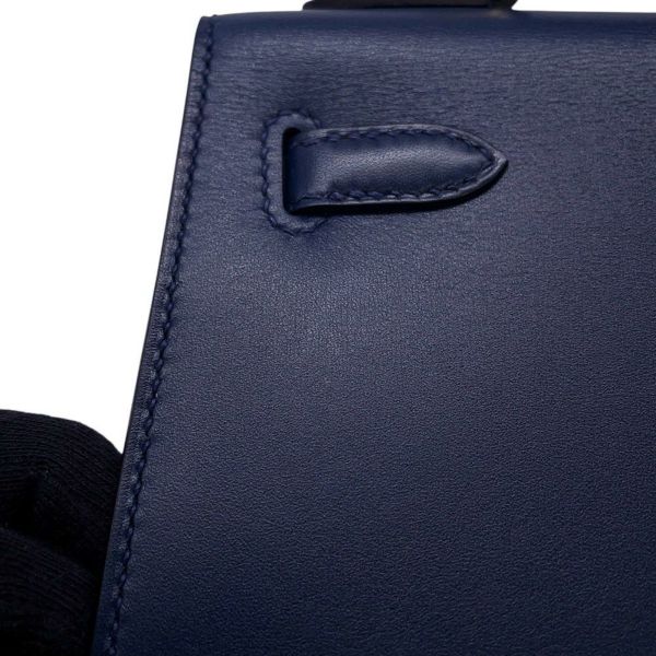 エルメス ハンドバッグ ケリー25 外縫い ブルーアビス/シャンパンゴールド金具 タデラクト K刻印 2wayショルダー