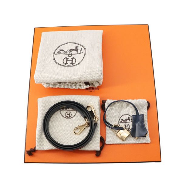 エルメス ハンドバッグ ケリー25 外縫い ブルーアビス/シャンパンゴールド金具 タデラクト K刻印 2wayショルダー