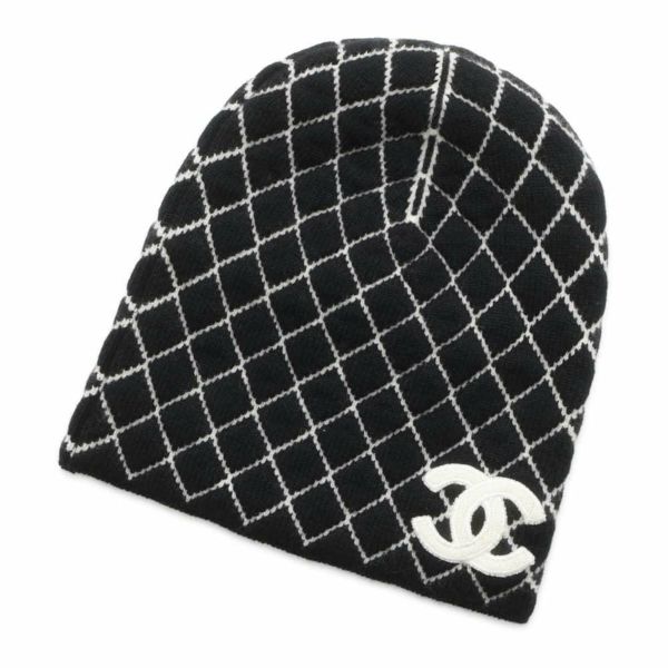 シャネル ニット帽 マトラッセ ココマーク カシミヤ CHANEL 帽子 黒 白 安心保証 | 中古・新品ブランド販売ギャラリーレア公式通販