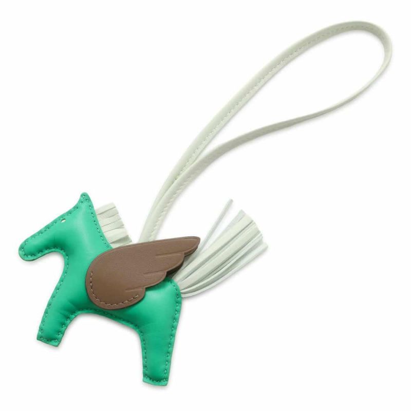 エルメス バッグチャーム ロデオPM ペガサス ミント/エトゥープ/ヴェールフィズ ラムスキン B刻印