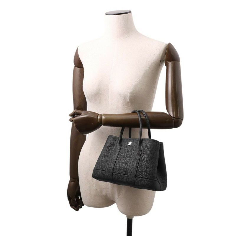 エルメス トートバッグ ネオ・ガーデン 23 ガーデンパーティ ブラック/シルバー金具 ネゴンダ K刻印 黒