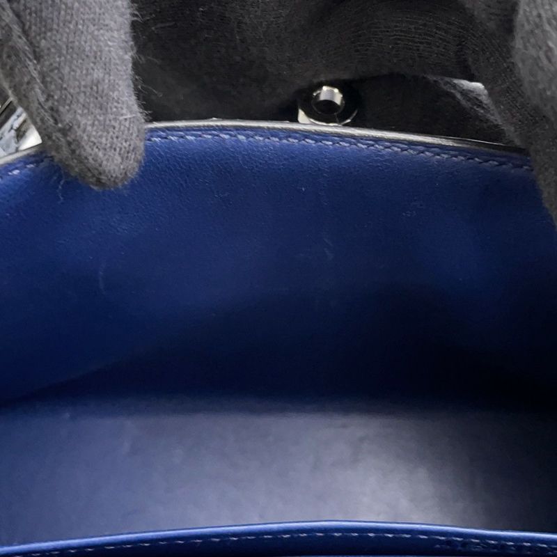 エルメス ミニケリー2 外縫い ブルーサフィール/シルバー金具 アリゲーターシャイン A刻印 2wayショルダー