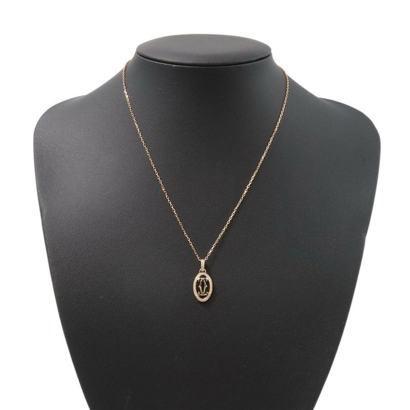 カルティエ ネックレス ロゴ ドゥーブルC ダイヤモンド K18PGピンクゴールド Cartier ペンダント
