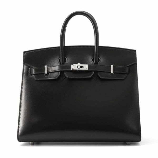 エルメス バーキン25 セリエ ブラック/シルバー金具 ボックスカーフ W刻印 HERMES Birkin ハンドバッグ 黒