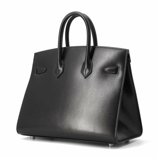 エルメス バーキン25 セリエ ブラック/シルバー金具 ボックスカーフ W刻印 HERMES Birkin ハンドバッグ 黒