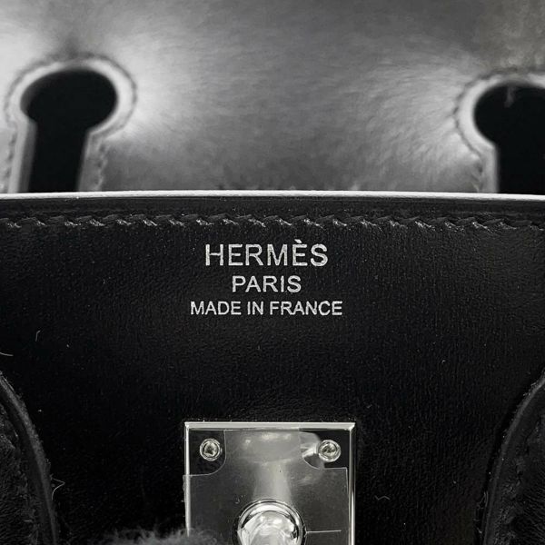 エルメス バーキン25 セリエ ブラック/シルバー金具 ボックスカーフ W刻印 HERMES Birkin ハンドバッグ 黒