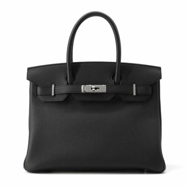 エルメス バーキン30 ブラック/シルバー金具 トゴ W刻印 HERMES Birkin ハンドバッグ 黒