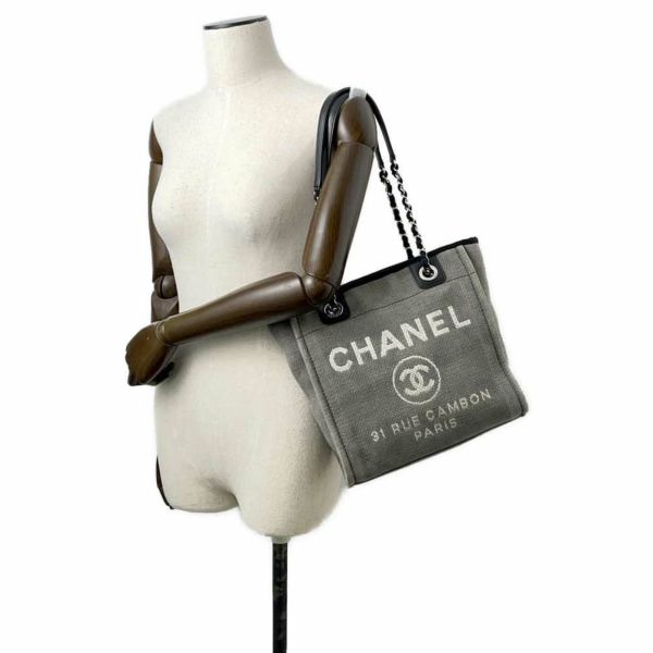 シャネル トートバッグ ドーヴィルライン トートPM ココマーク レッド A66939 CHANEL バッグ チェーン ロゴ キャンバス 黒