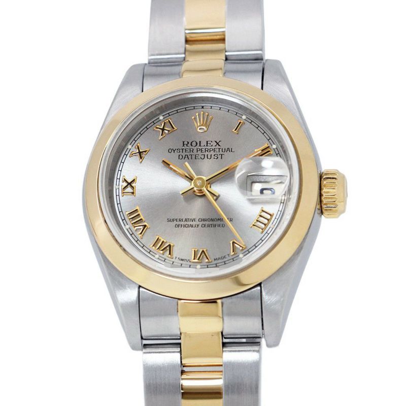 ロレックス デイトジャスト S番 SS/K18YG 69163 ROLEX 腕時計 スレート文字盤