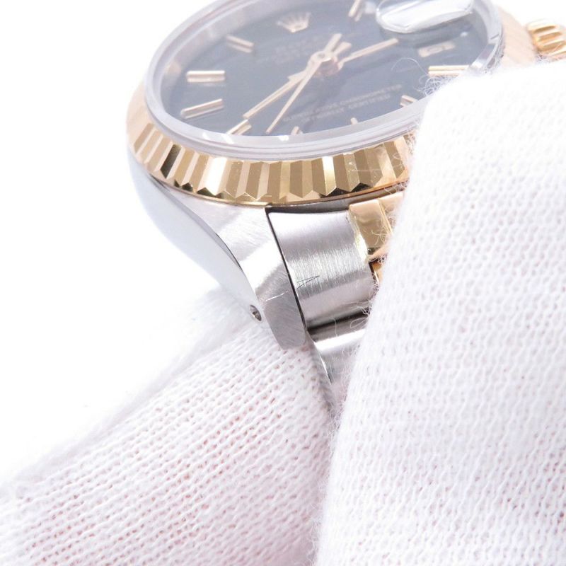 ロレックス デイトジャスト R番 SS/K18YG 69173 ROLEX 腕時計 黒文字盤