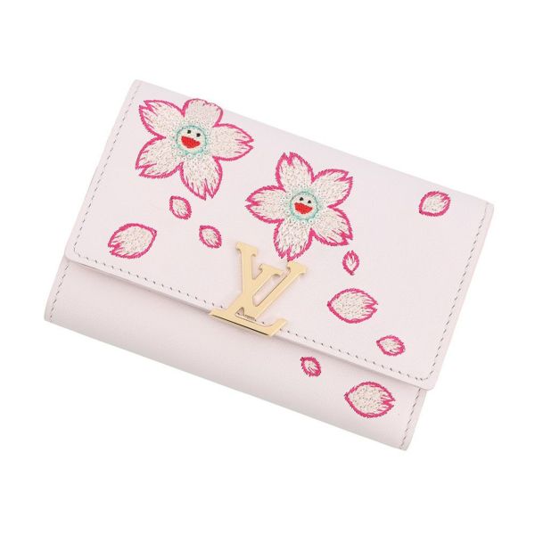 ルイヴィトン 財布 スムースラムレザー/チェリーブロッサム LV × TM ポルトフォイユ・カプシーヌ コンパクト M13445 村上隆