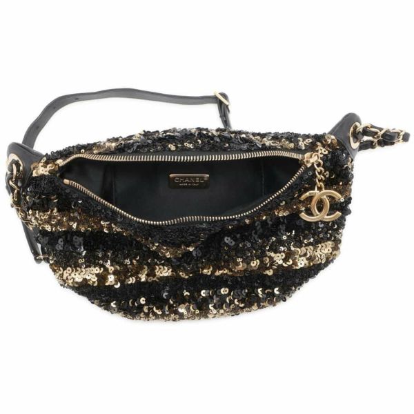 シャネル ボディバッグ マトラッセ ココマーク レザー/スパンコール CHANEL ウエストバッグ 黒 2019クルーズライン