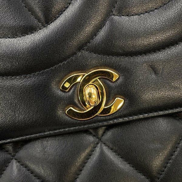 シャネル チェーンショルダーバッグ ココマーク デカマトラッセ シングルフラップ ラムスキン CHANEL 黒