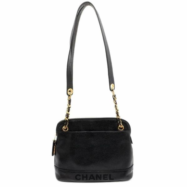 シャネル ショルダーバッグ Wチェーン キャビアスキン A08058 CHANEL バッグ ワンショルダーバッグ 黒