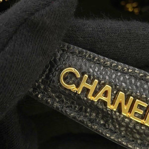 シャネル ショルダーバッグ Wチェーン キャビアスキン A08058 CHANEL バッグ ワンショルダーバッグ 黒