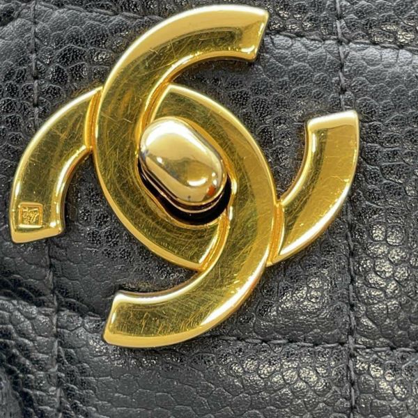 シャネル チェーンショルダーバッグ マトラッセ ココマーク キャビアスキン CHANEL トートバッグ 黒