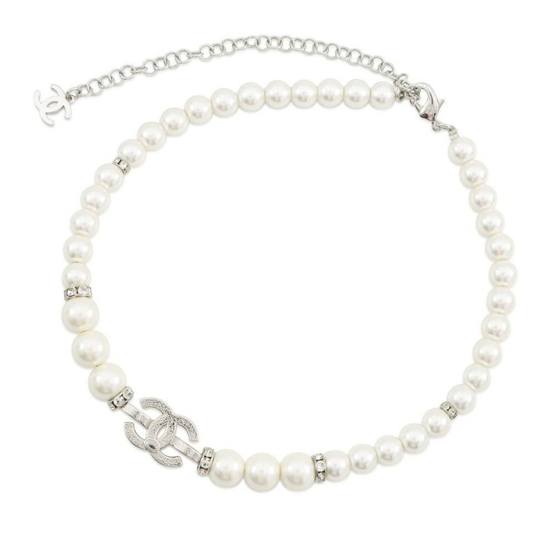 シャネル ネックレス ココマーク チョーカー フェイクパール メタル ラインストーン 25C ABF720 CHANEL アクセサリー
