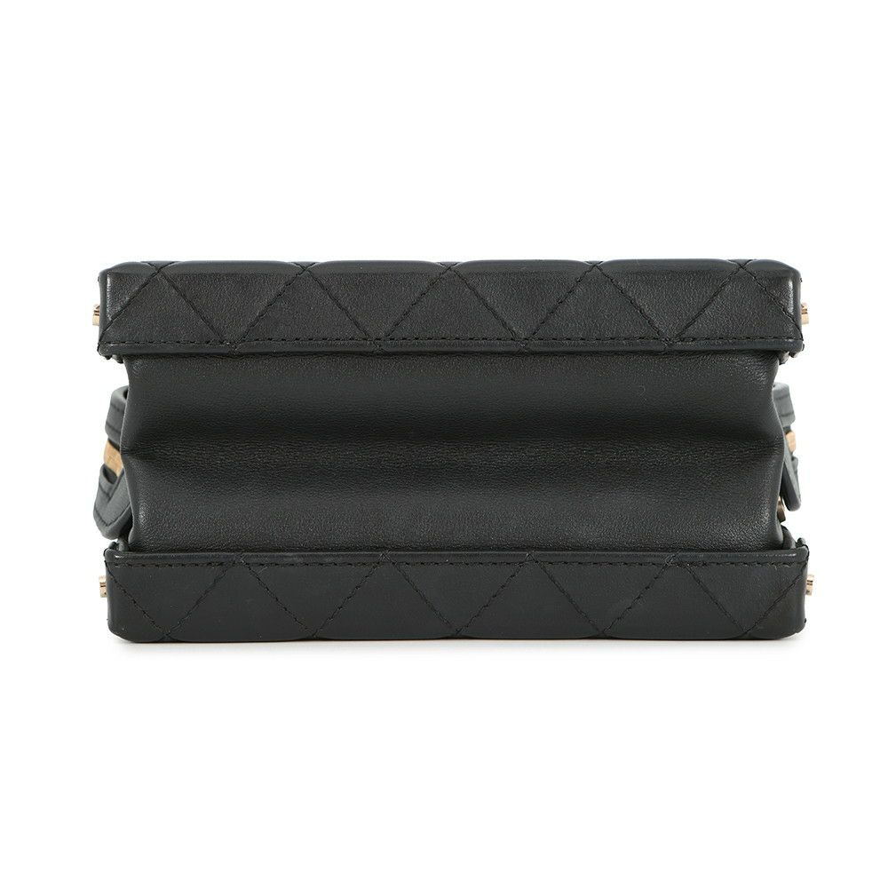 シャネル チェーンショルダーバッグ マトラッセ トランク バニティ ラムスキン AS3344 CHANEL 黒