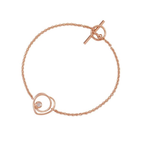 エルメス ブレスレット ヴェルティージュ・クール TPM ダイヤモンド 1P 0.05ct K18PGピンクゴールド サイズST Vertige Coeur