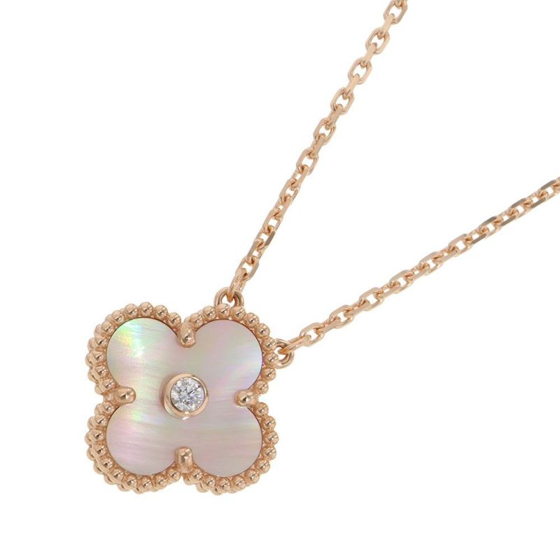 ヴァンクリ ネックレス ヴィンテージ アルハンブラ ピンクマザーオブパール/ダイヤ 1P K18PG VCARPMOP00 2025年ホリデー限定