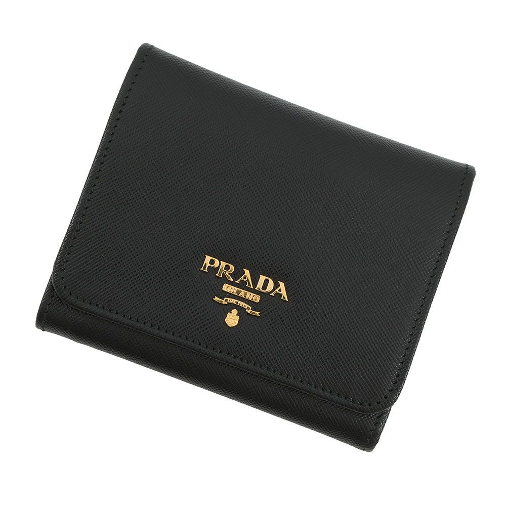 プラダ 三つ折り財布 サフィアーノ ロゴ トライアングル 1M0176 PRADA 財布 黒