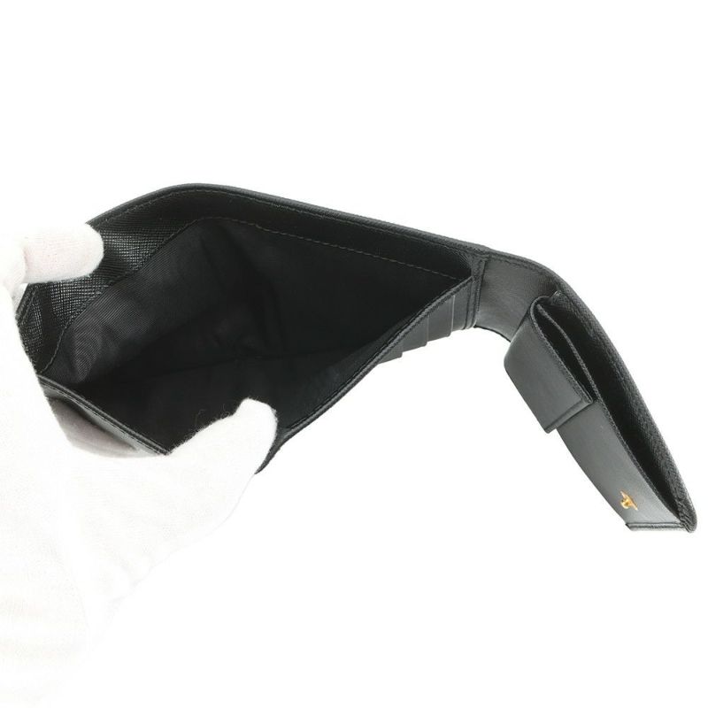 プラダ 三つ折り財布 サフィアーノ ロゴ トライアングル 1M0176 PRADA 財布 黒