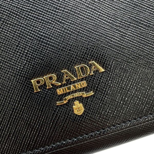 プラダ 三つ折り財布 サフィアーノ ロゴ トライアングル 1M0176 PRADA 財布 黒