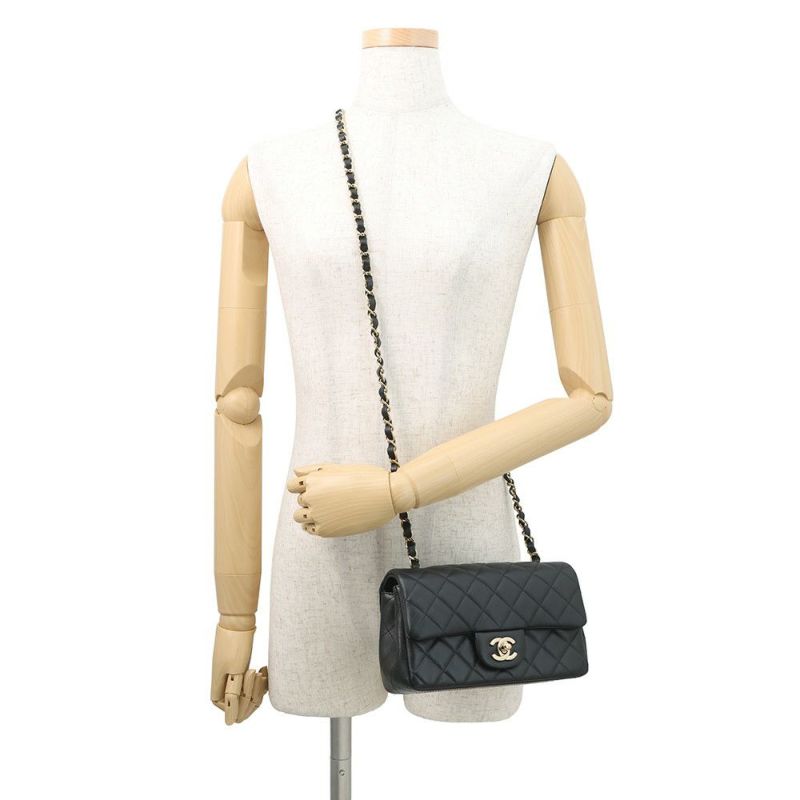 シャネル チェーンショルダーバッグ ミニ マトラッセ 20 ココマーク ラムスキン A69900 CHANEL 黒