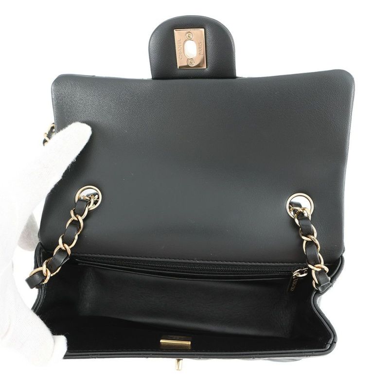 シャネル チェーンショルダーバッグ ミニ マトラッセ 20 ココマーク ラムスキン A69900 CHANEL 黒