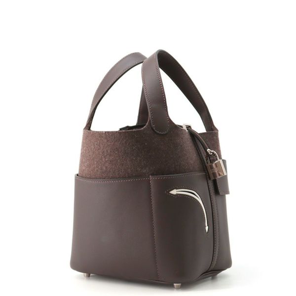 エルメス ハンドバッグ ピコタンロックPM ゴーチーム エベンヌ/シルバー金具 スイフト/フェルト W刻印