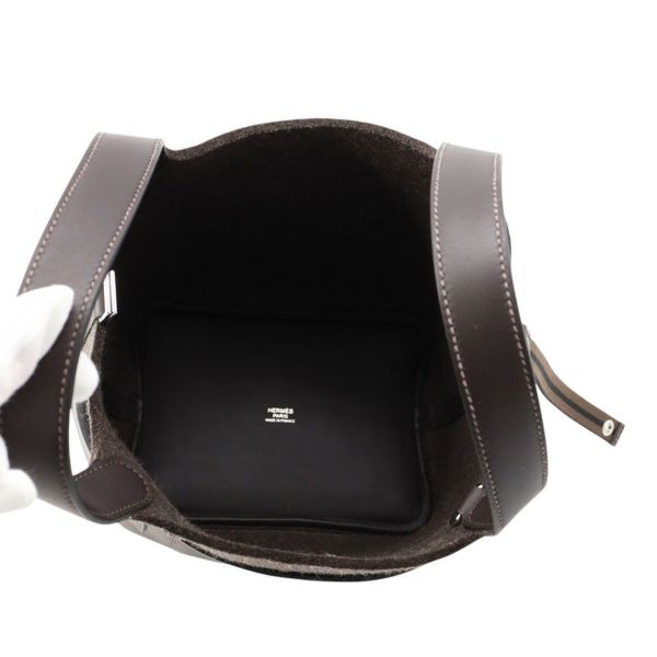 エルメス ハンドバッグ ピコタンロックPM ゴーチーム エベンヌ/シルバー金具 スイフト/フェルト W刻印