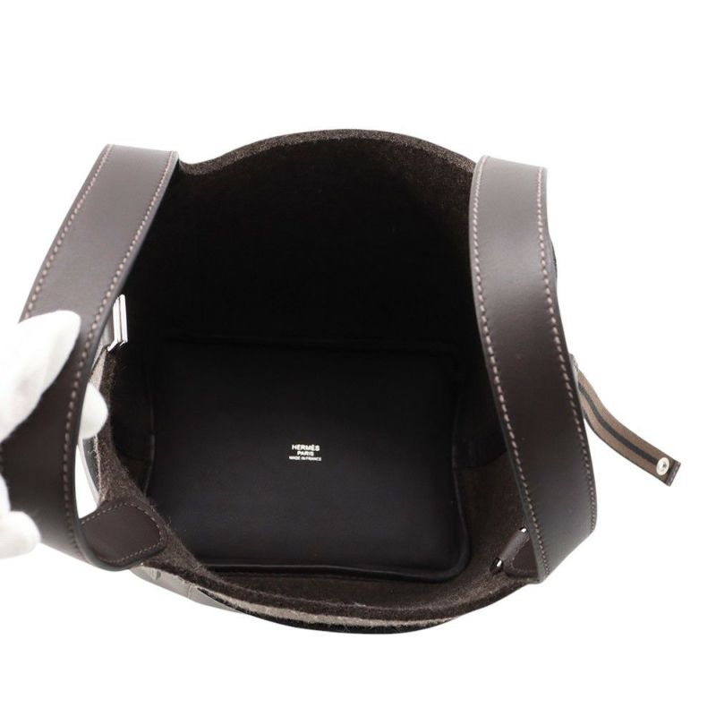 エルメス ハンドバッグ ピコタンロックPM ゴーチーム エベンヌ/シルバー金具 スイフト/フェルト W刻印