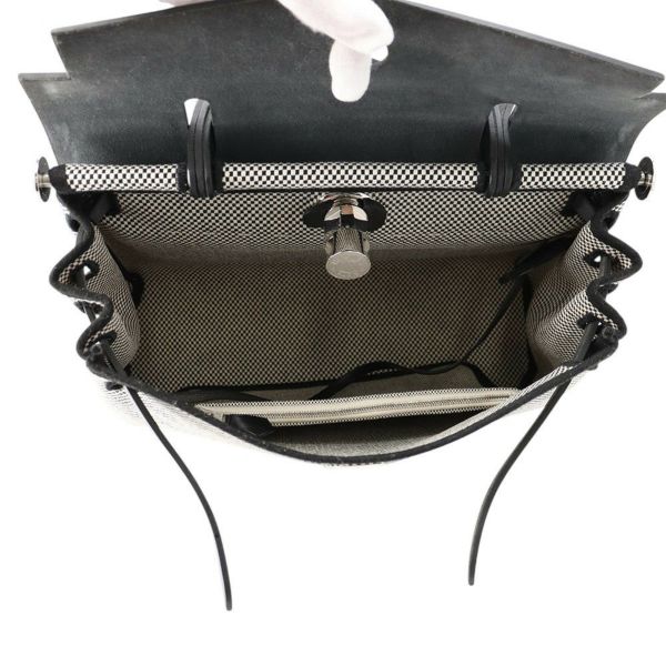 エルメス エールバッグジップPM ルトゥルネ ブラック/エクリュ/シルバー金具 トワルGM/ヴァッシュハンター U刻印 黒