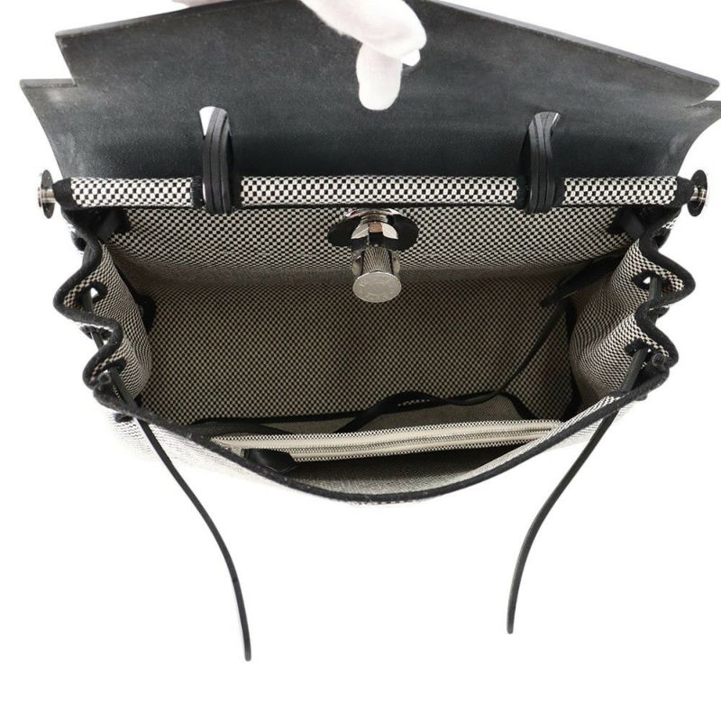 エルメス エールバッグジップPM ルトゥルネ ブラック/エクリュ/シルバー金具 トワルGM/ヴァッシュハンター U刻印 黒