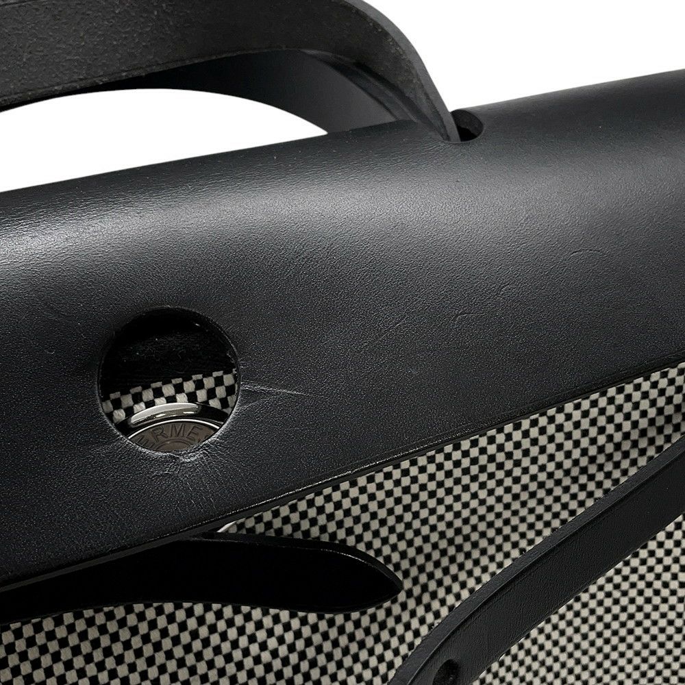 エルメス エールバッグジップPM ルトゥルネ ブラック/エクリュ/シルバー金具 トワルGM/ヴァッシュハンター U刻印 黒