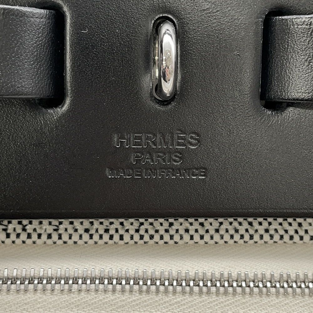 エルメス エールバッグジップPM ルトゥルネ ブラック/エクリュ/シルバー金具 トワルGM/ヴァッシュハンター U刻印 黒