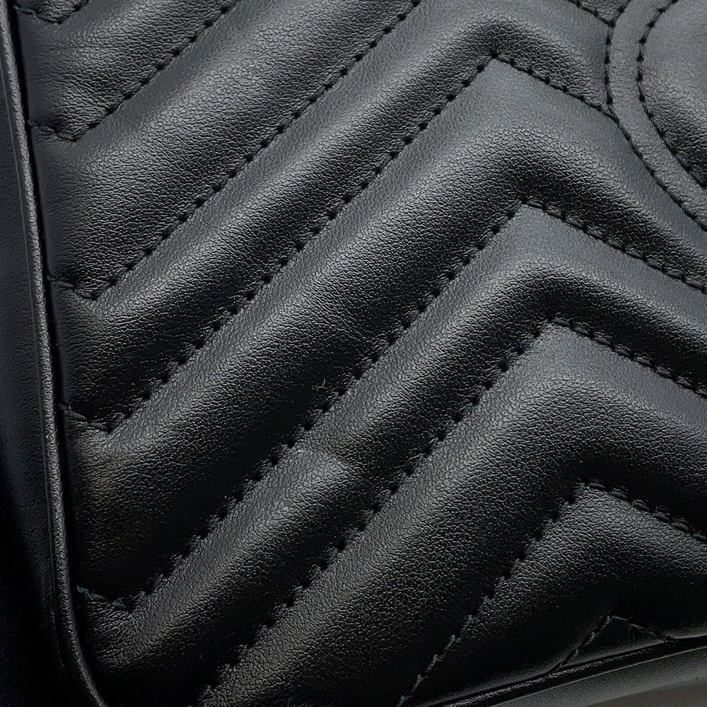 グッチ チェーンショルダーバッグ GGマーモント キルティング レザー 443497 GUCCI 黒
