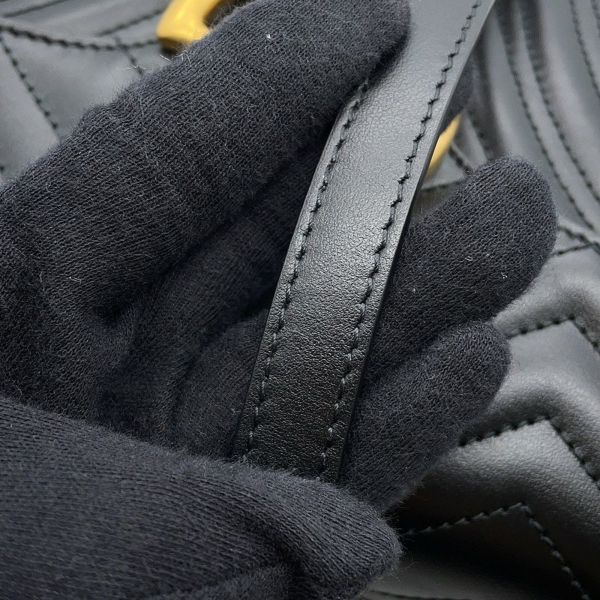 グッチ チェーンショルダーバッグ GGマーモント キルティング レザー 443497 GUCCI 黒