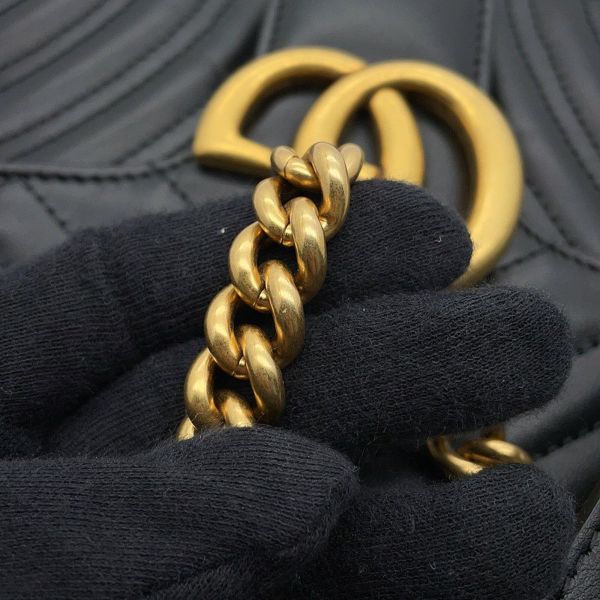 グッチ チェーンショルダーバッグ GGマーモント キルティング レザー 443497 GUCCI 黒