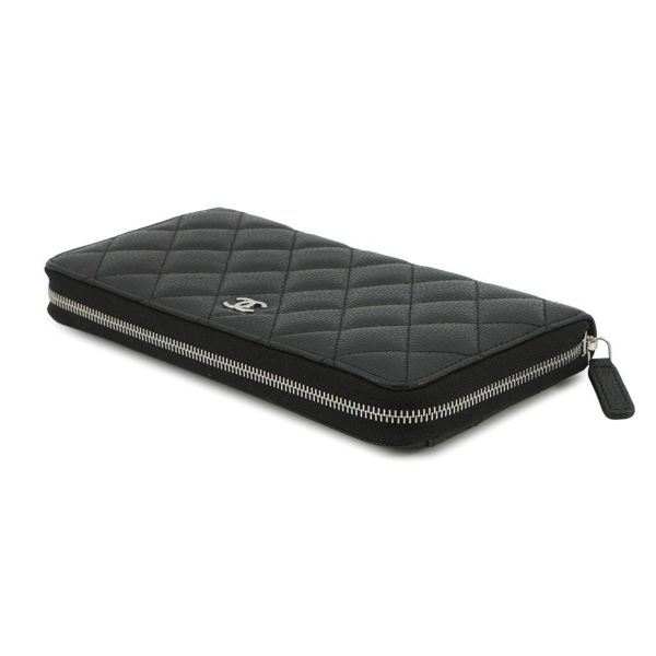 シャネル 長財布 クラシック ロング ジップ ウォレット ココマーク キャビアスキン AP0242 CHANEL 財布 黒