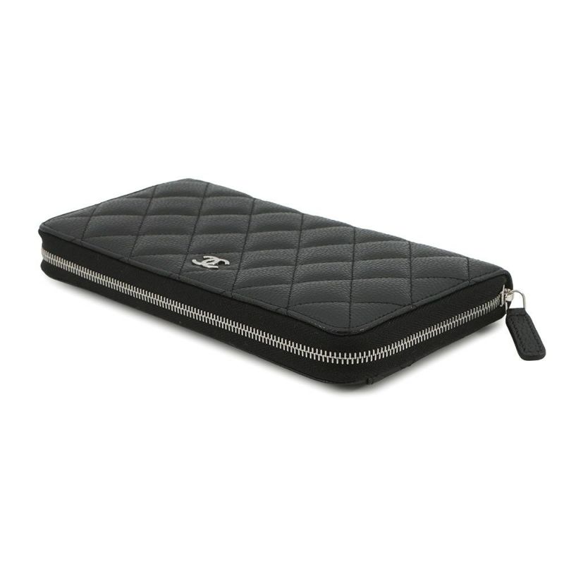シャネル 長財布 クラシック ロング ジップ ウォレット ココマーク キャビアスキン AP0242 CHANEL 財布 黒