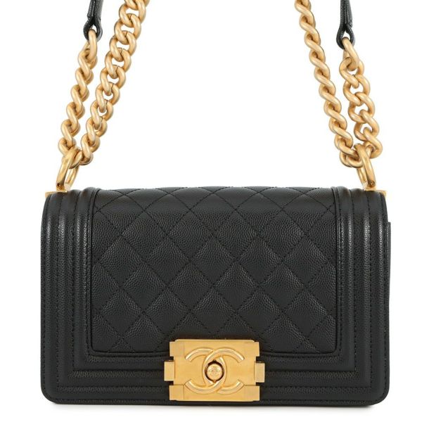 シャネル チェーンショルダーバッグ ボーイシャネル スモール マトラッセ ココマーク キャビアスキン A67085 CHANEL 黒