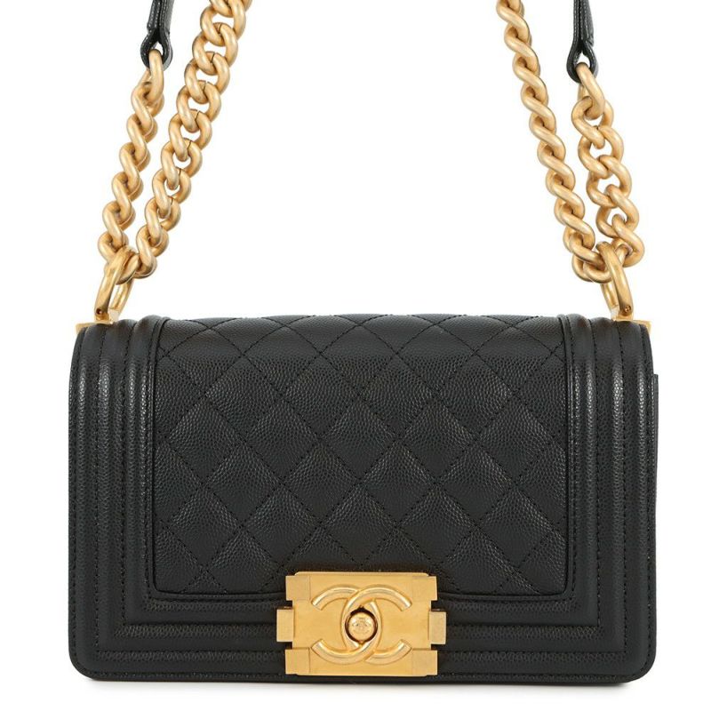 シャネル チェーンショルダーバッグ ボーイシャネル スモール マトラッセ ココマーク キャビアスキン A67085 CHANEL 黒