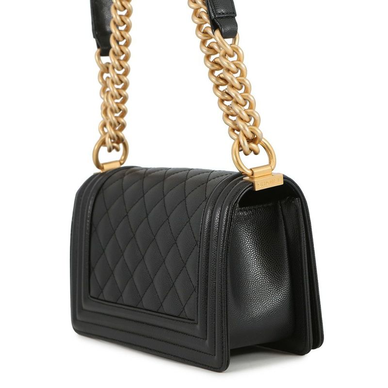 シャネル チェーンショルダーバッグ ボーイシャネル スモール マトラッセ ココマーク キャビアスキン A67085 CHANEL 黒