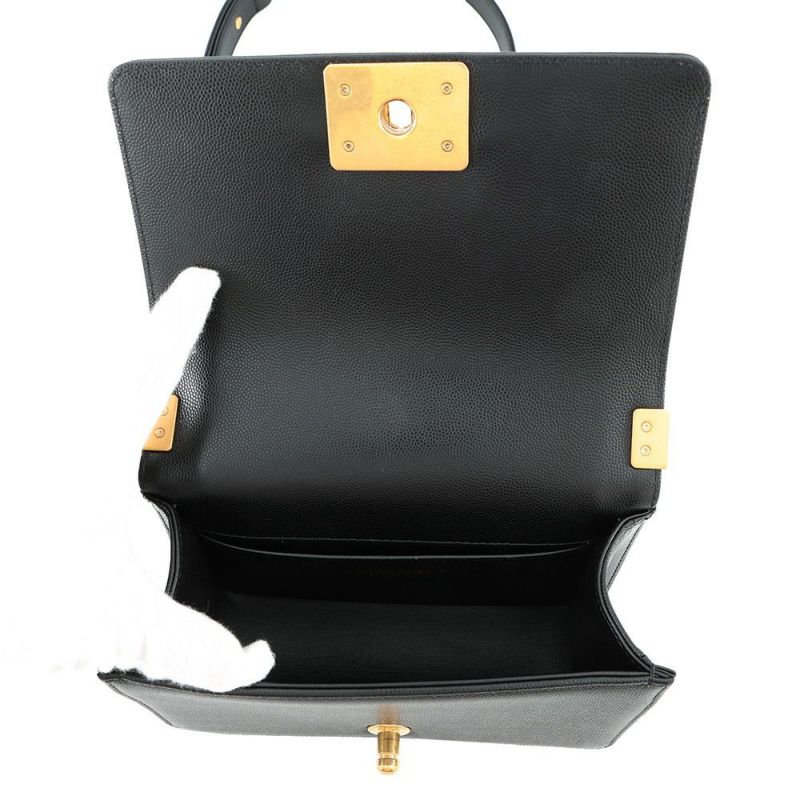 シャネル チェーンショルダーバッグ ボーイシャネル スモール マトラッセ ココマーク キャビアスキン A67085 CHANEL 黒